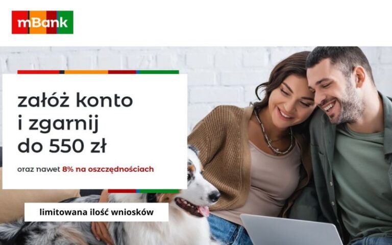 mBank się rozpędził! Już 550zł premii po założeniu eKonta + oszczędzaj na 8,0%!