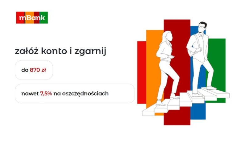 Zgarnij 620 zł z eKontem do usług mBank w promocji + oszczędzaj na rekordowe 7,5% + nawet 250 zł z programem poleceń!