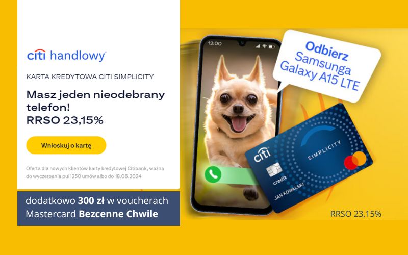promocja karta kredytowa citibank smartfon samsung a15 bezcenne chwile