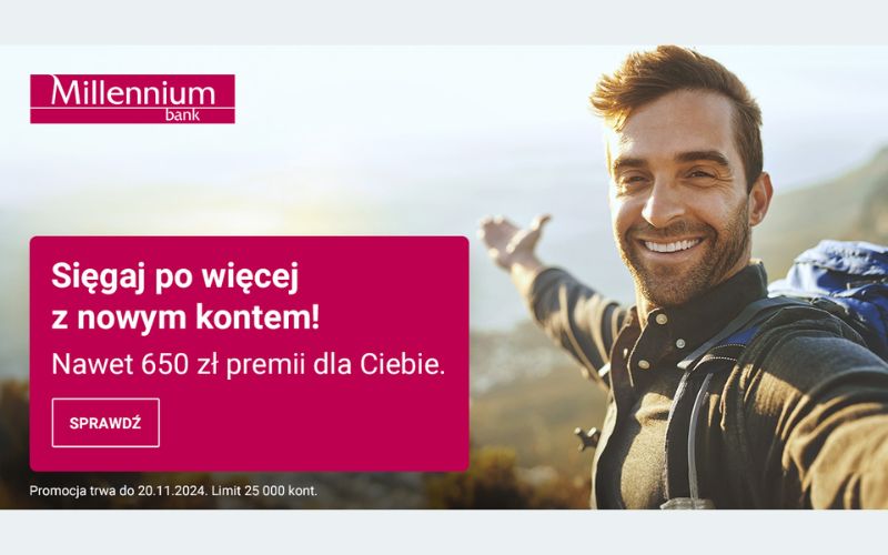 promocja konto millennium 360 baner glowny jesien 2024