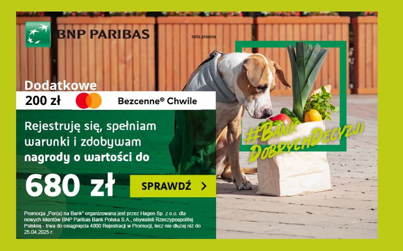 promocja konta osobistego bnp paribas - 680 - 200 mastercard - pora na bank