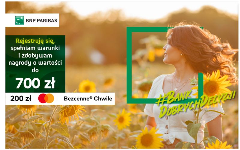 promocja bnp paribas konto osobiste - promocja bankowa - słoneczna promocja - bezcenne chwile 2 - 200