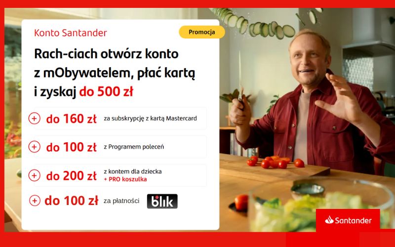 promocja konto santander - premia - do 500 zł na dzień dobry - sierpień 3