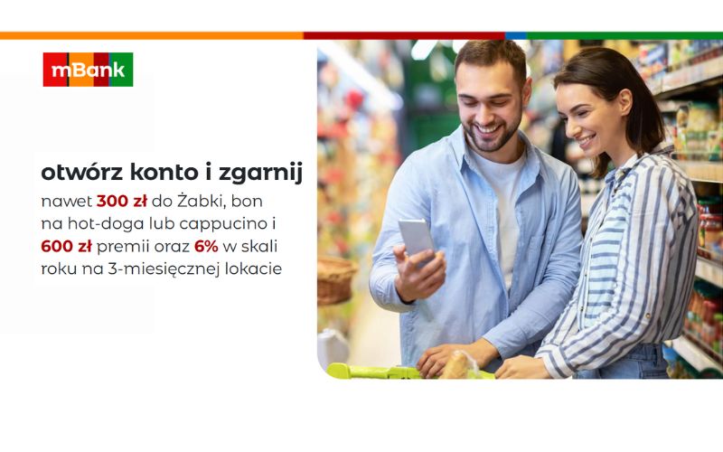promocja ekonta do usług mbank - 900 zł - bony do żabki