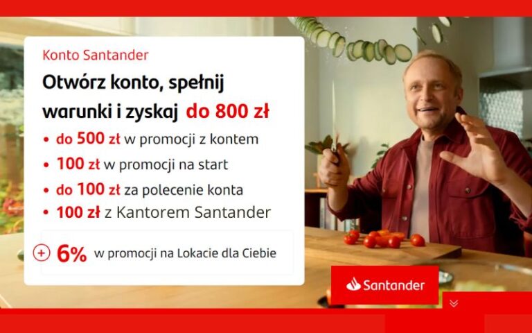 promocja konto santander - premia - 800 zł premii - październik 2025