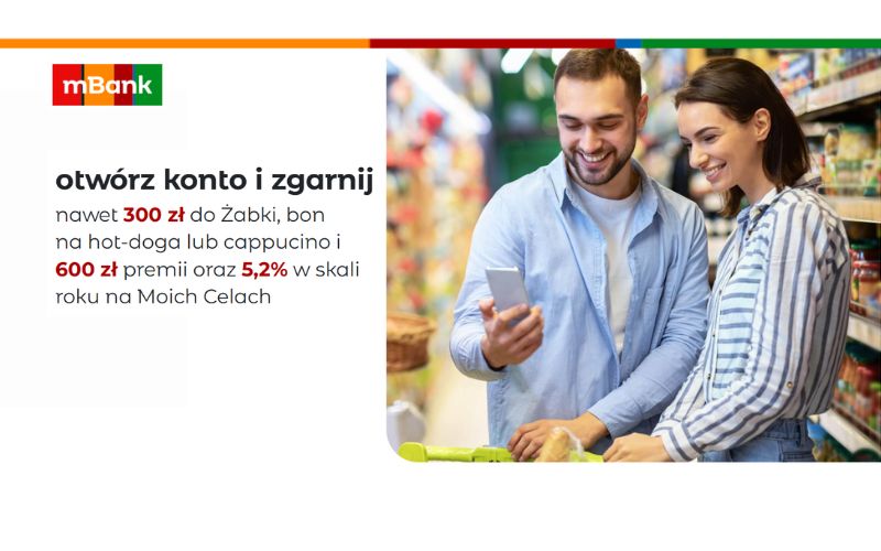 promocja ekonta do usług mbank - 900 zł - bony do żabki