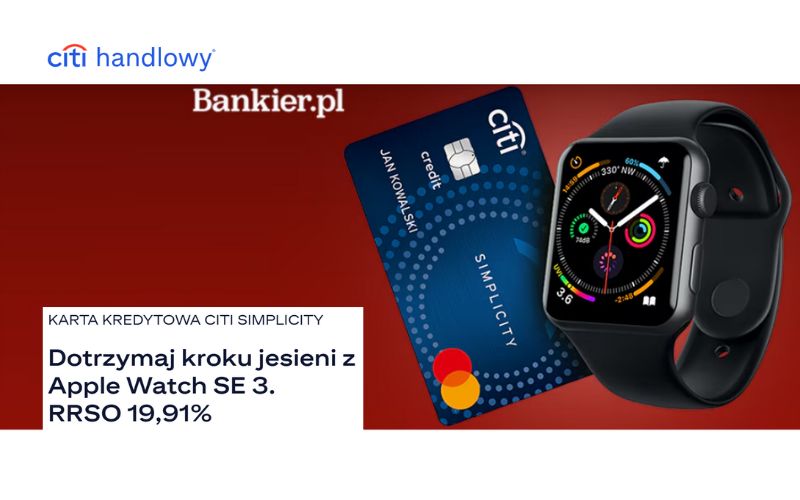 promocja karty kredytowej citibank - smartwatch apple watch 3 SE - 300 mastercard