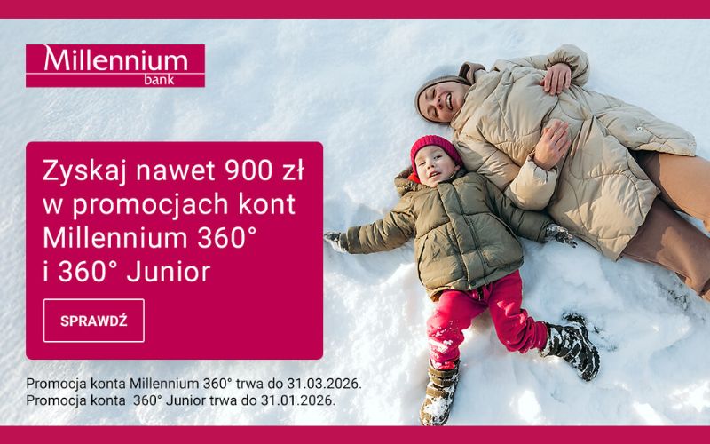 promocja konta millennium 360 - odbierz 900 zl - zima 2026