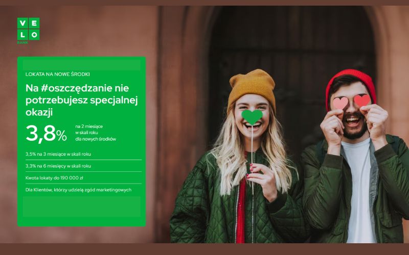 lokata na nowe środki velobank - lokata bez konta - luty 2026