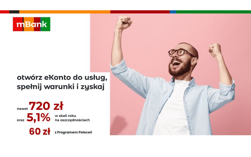 promocja mbank 720 konto osobiste ekonto do usług - 60 program poleceń - wiosna 2026