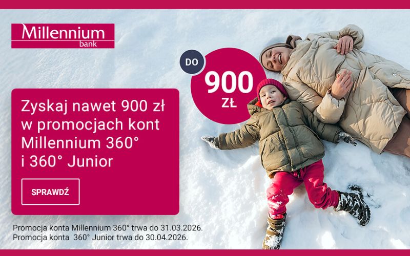 promocja konta millennium 360 - odbierz 900 zl - zima 2026 2