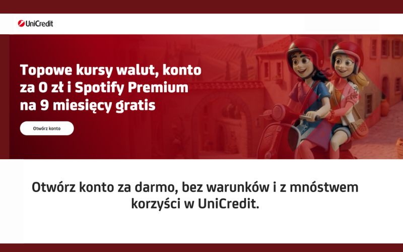promocja konta osobistego unicredit - spotify premium 9 miesiecy - wiosna 2026 2
