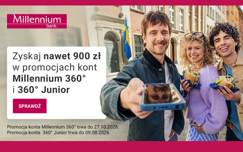 promocja konta millennium 360 - twoje przyjemnosci - 700 + 200 zl - lato 2026 3