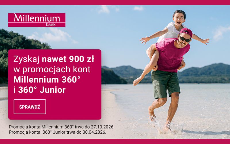promocja konta millennium 360 - twoje przyjemnosci - 700 + 200 zl - lato 2026