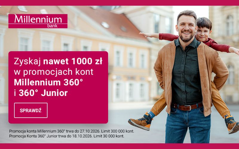 promocja konta millennium 360 - twoje przyjemnosci - 700 + 300 zl - lato 2026