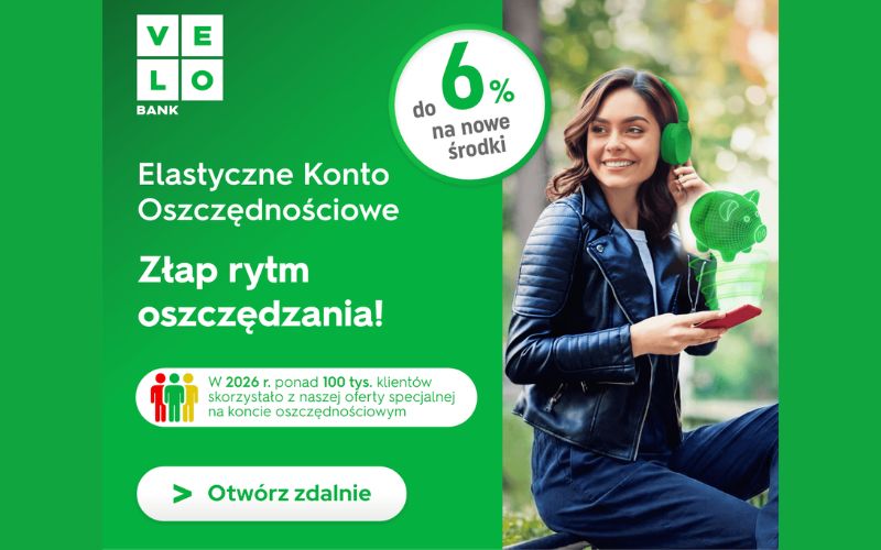 konto oszczednosciowe bez konta osobistego velobank recenzja - 6 procent - marzec - maj 2026