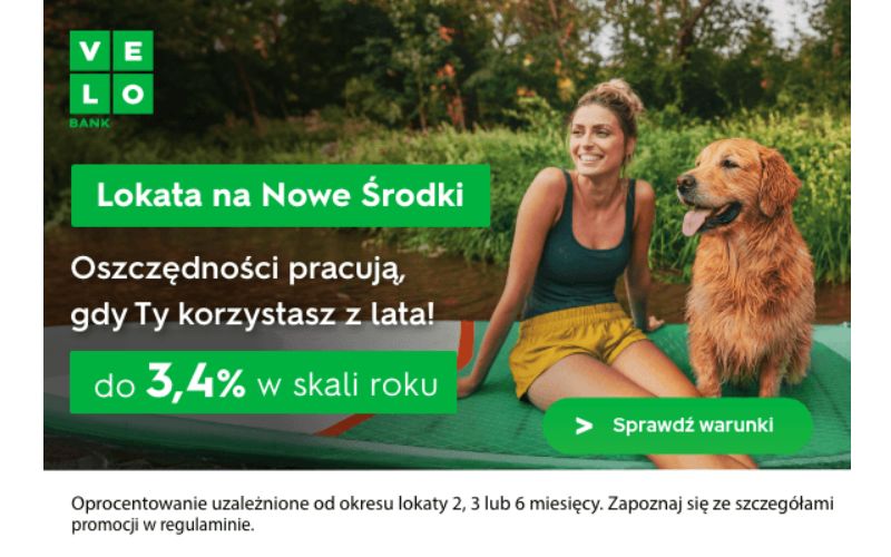 lokata na nowe środki velobank - lokata bez konta - maj 2026