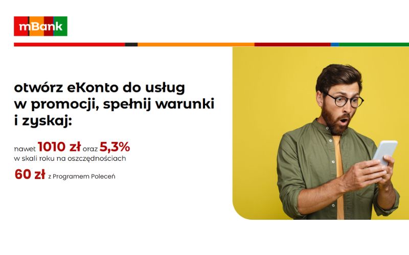 promocja mbank 1010 konto osobiste ekonto do usług - 60 program poleceń - lato 2026