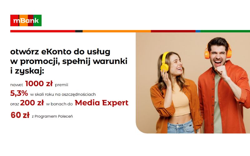 promocja mbank 1200 konto osobiste ekonto do usług - 60 program poleceń - lato 2026