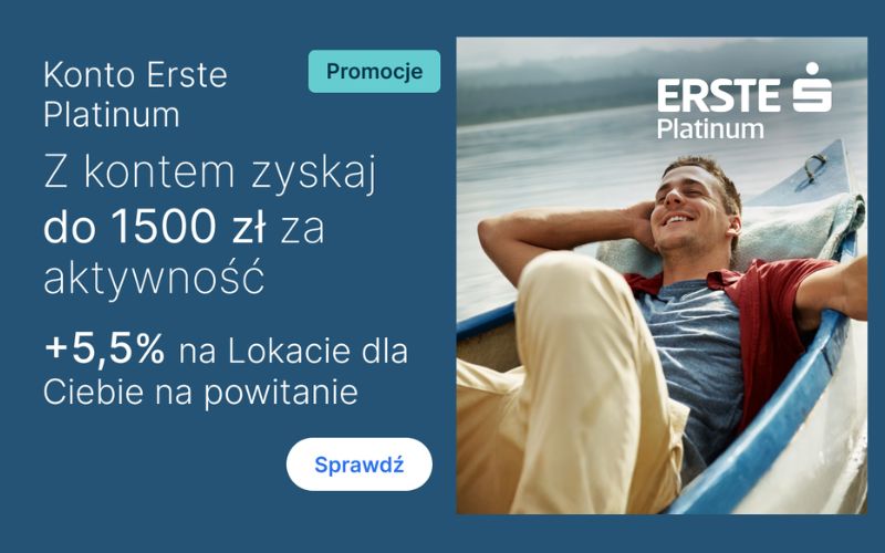 promocja konta platinum erste bank - 1500 zl premii - kantor 300