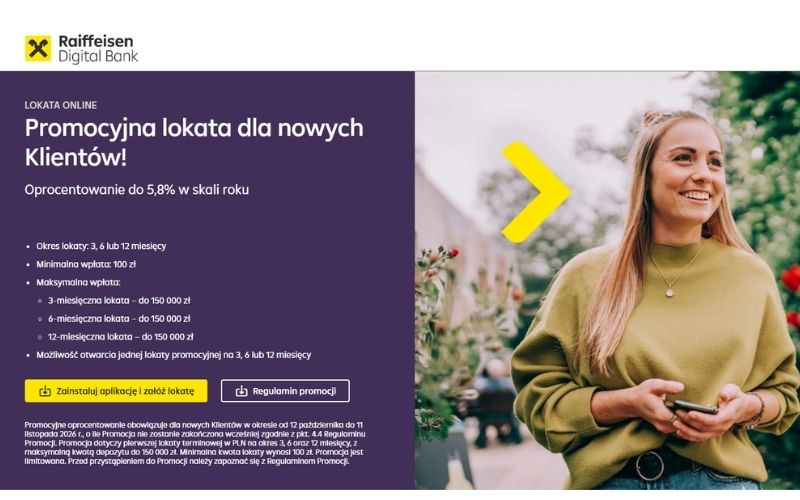 raiffeisen digital bank - lokata dla ciebie - 5-8 - pazdziernik - listopad 2026